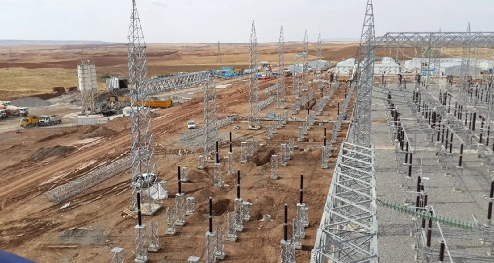 Süleymaniye 400/132 kV trafo merkezi şalt sahasının yüksekten görünümü